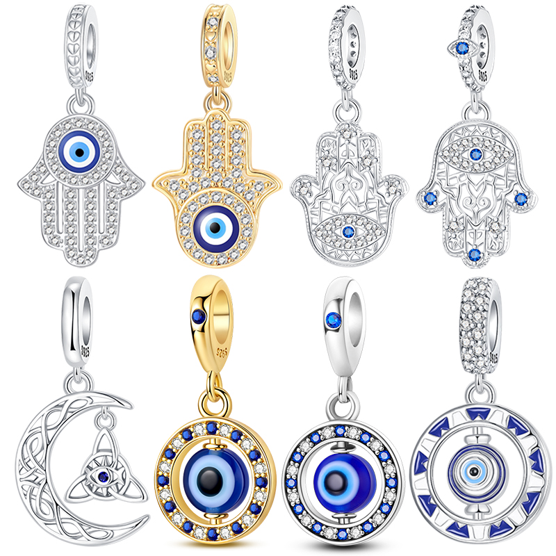 Evil Eye Bracelet - Pendentif rotatif Œil protecteur et Main