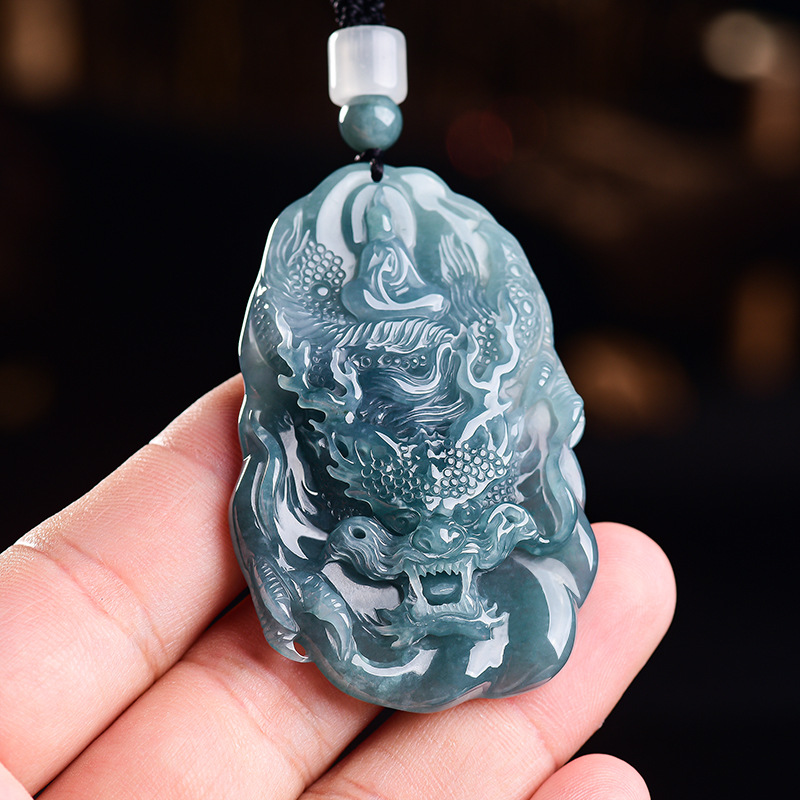 Women'S Vintage Accessories - Collier pendentif Dragon en jadéite birmane