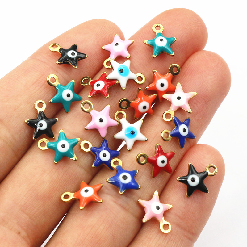 Evil Eye Bracelet - 20pcs 10x8.5mm émail mauvais yeux étoile