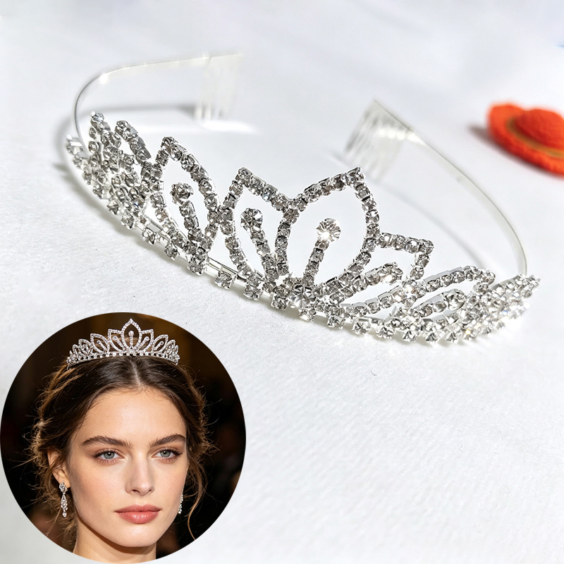 Women'S Vintage Accessories - Couronne de mariée en strass scintillants