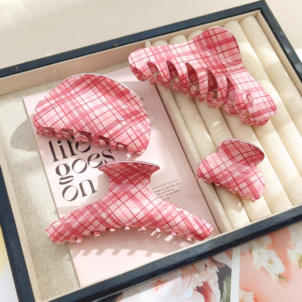 Women Accessories Online - Pinces à cheveux à motif quadrillé