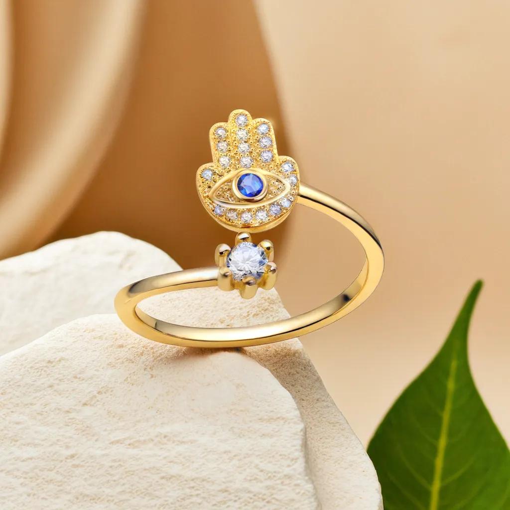 Evil Eye Bracelet - YILUOCD Hamsa main réglable anneaux turc