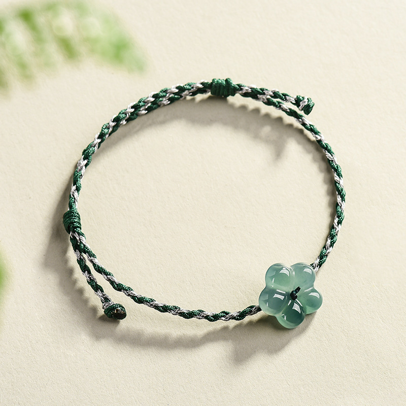 Women'S Vintage Accessories - Bracelet à fleurs en jadéite birmane,
