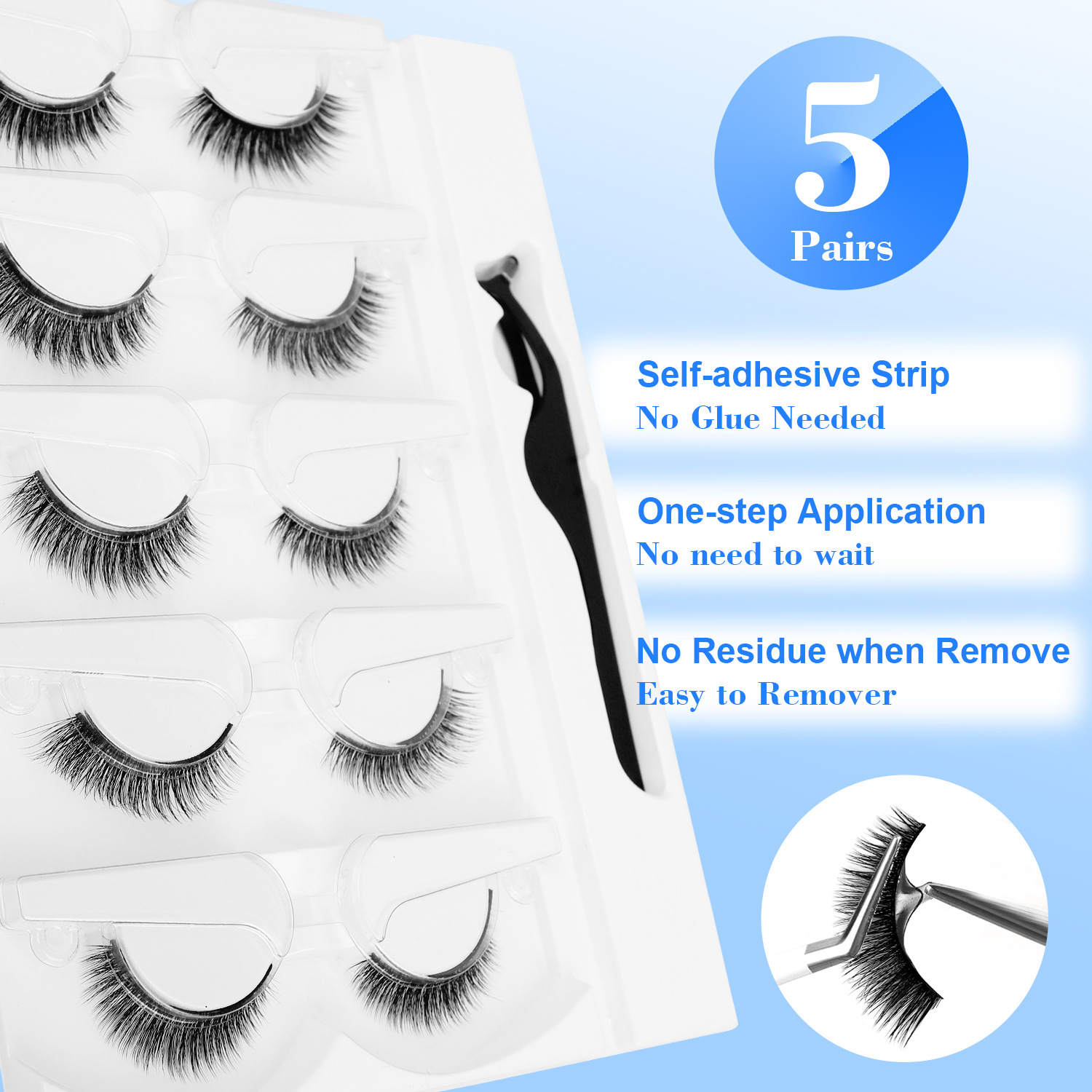 5 paires de faux cils auto-adh - Women Accessories Clearance avis et prix